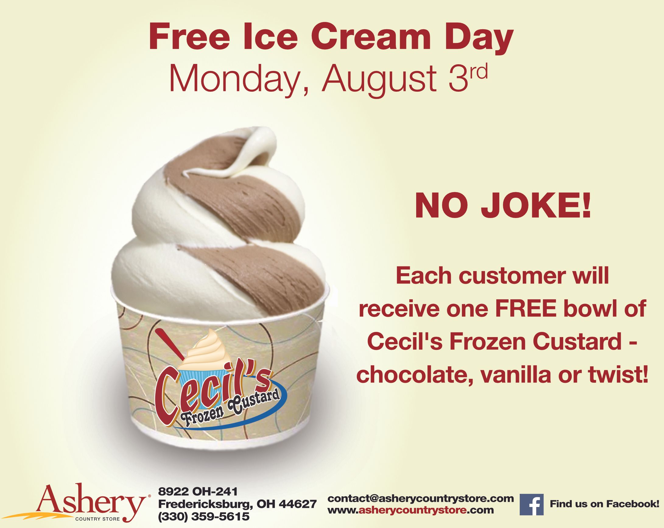 FREE Ice Cream Day Ashery Country Store