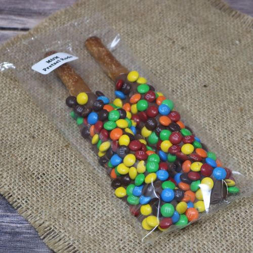 Individually wrapped Chocolate M&M Pretzel Rods